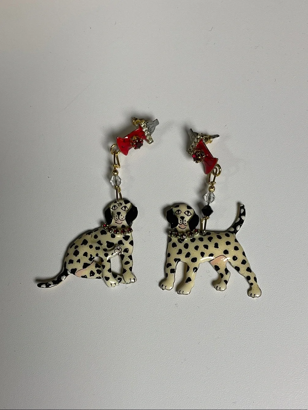 Vintage Dalmatian Dog Drop Earrings - rare - Lunch at the Ritz
